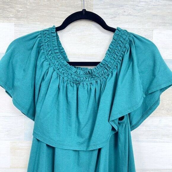 LOFT Beach Bardot Off The Shoulder Dress Green Womens Large - Picture 5 of 9